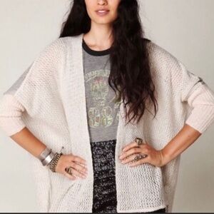 Free People Lace Back Inset Knit Oversized Cardigan Sweater SZ. XS